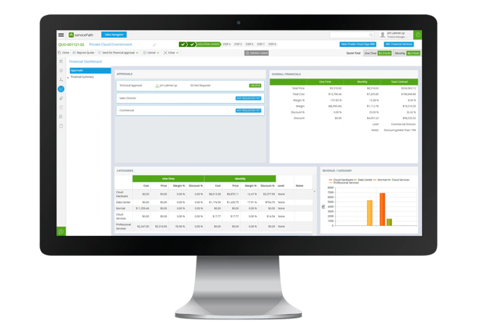 screenshot of servicePath CPQ